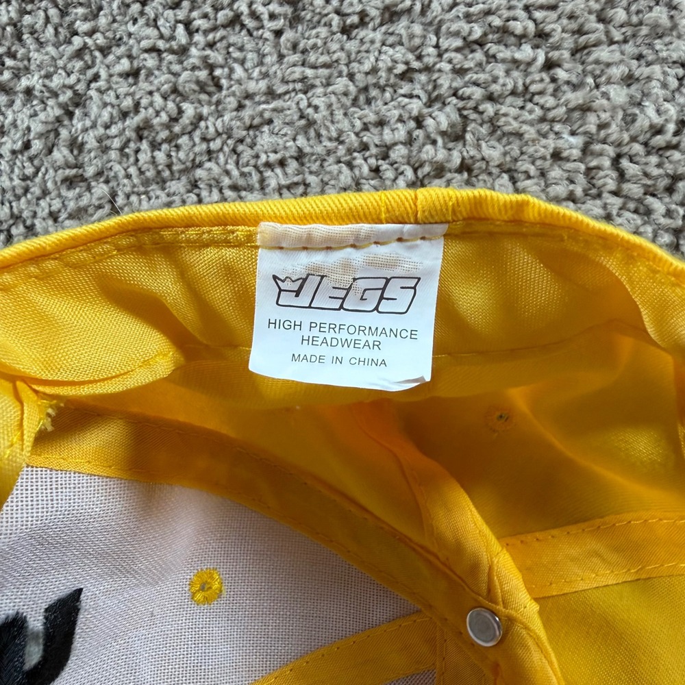 JEGS High Performance Mens Baseball Cap Yellow Black Racing Hat SnapBack logo - Picture 7 of 8